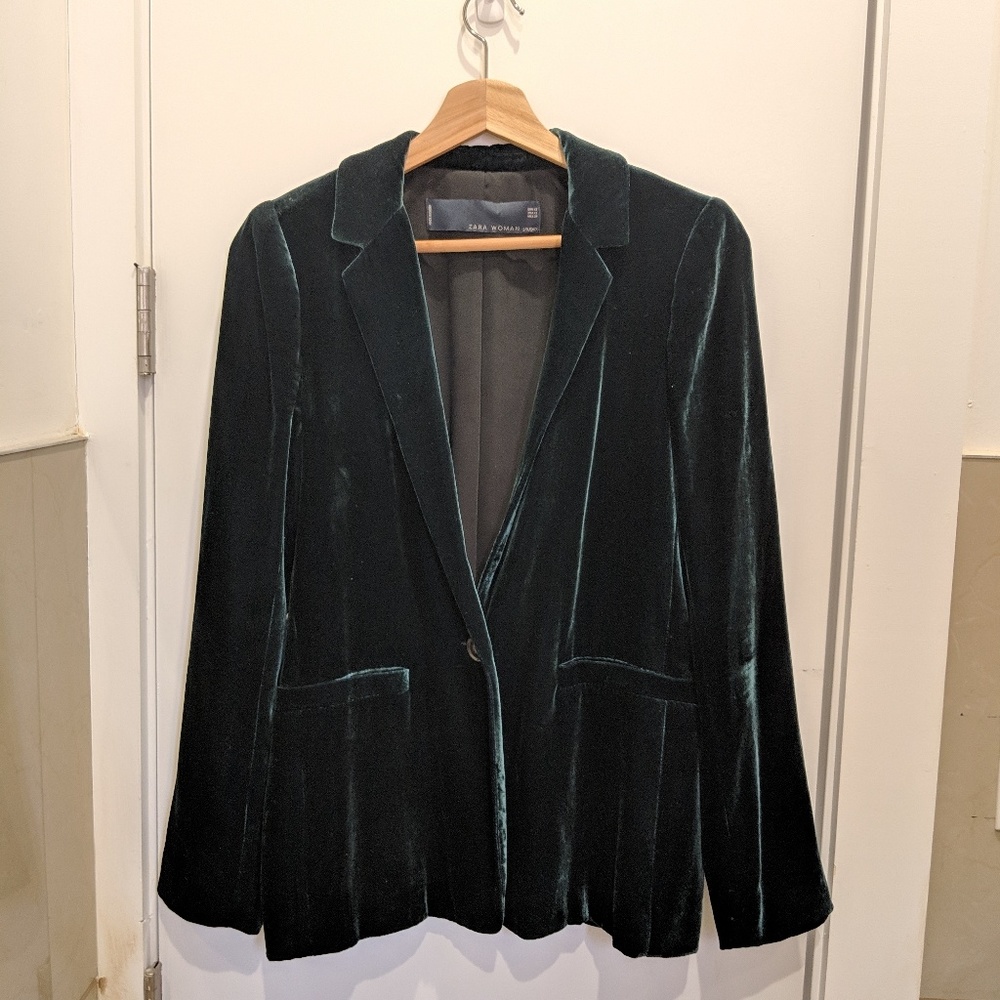 Emerald Green Velvet Blazer XS